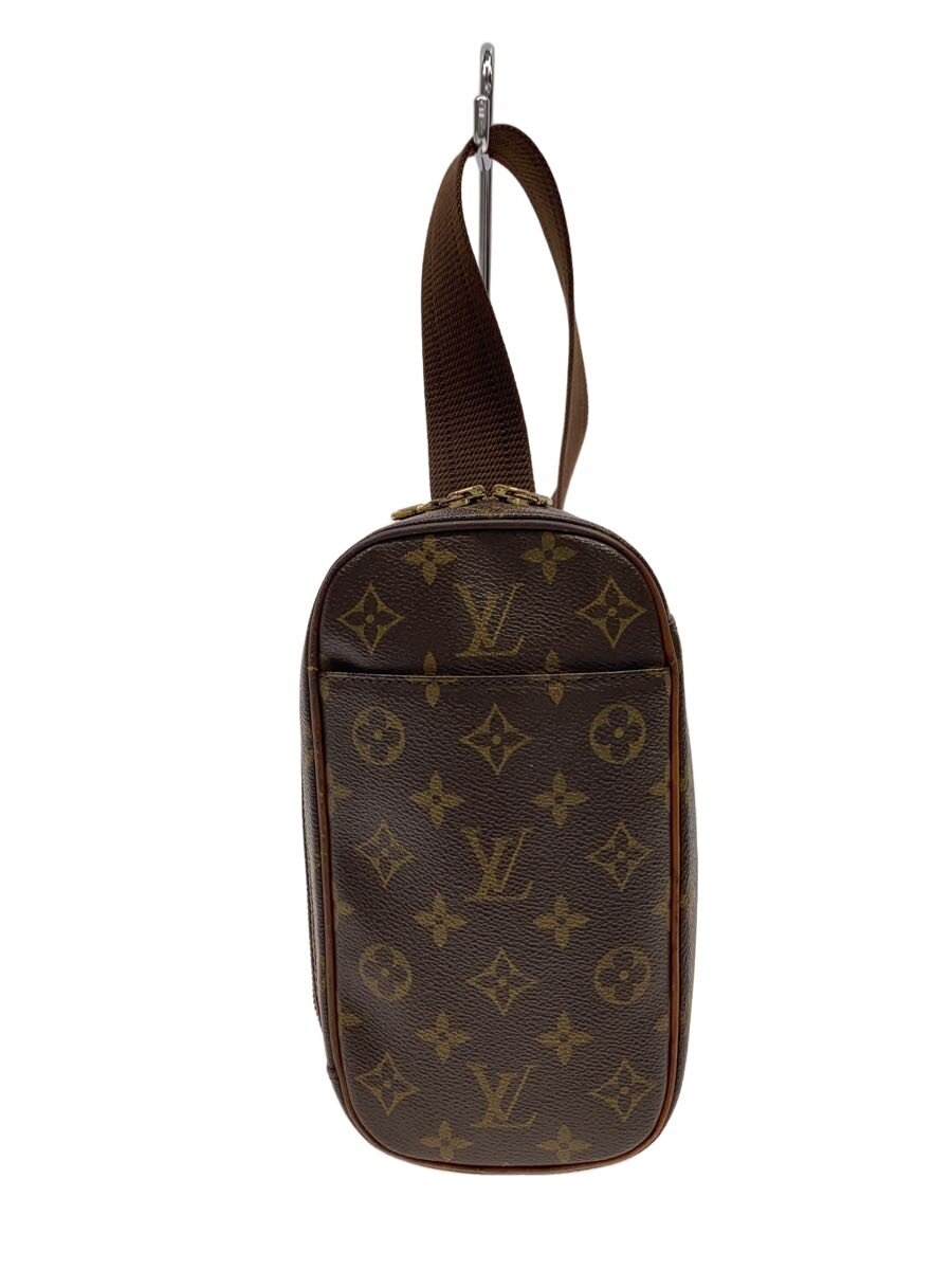 【中古】LOUIS VUITTON◆ポシェット・ガンジュ_モノグラム・帆布/なめし革/BRW/総柄【御徒面子】