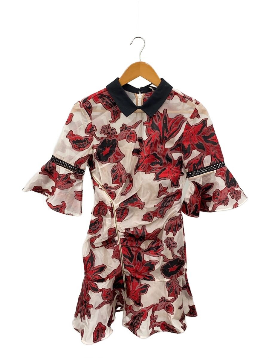 【中古】self-portrait◆ペチコート欠品/ジャガード半袖ワンピース/6/ポリエステル/レッド/花柄/SP16-099R/? NULL ?//【レディースウェア】｜2ｎｄ STREET 店