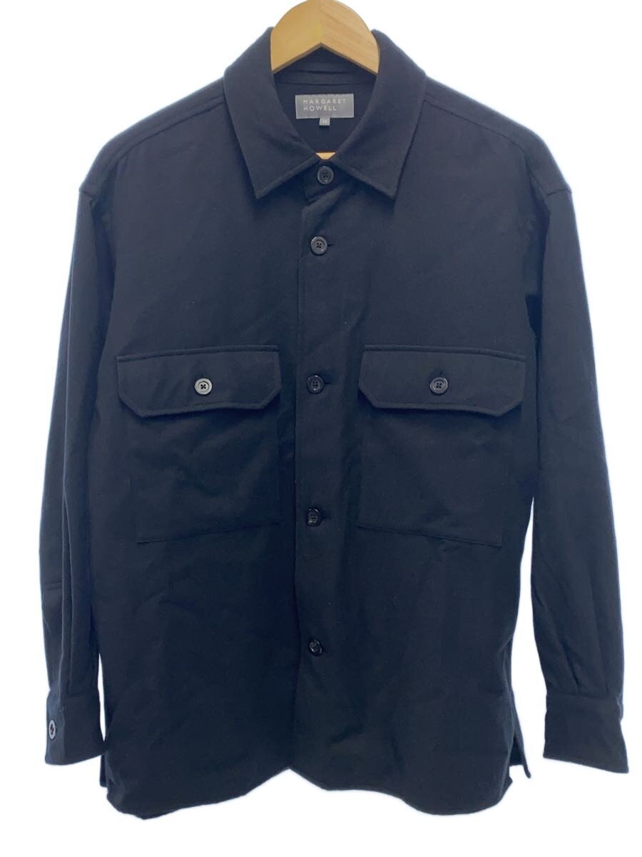 【中古】MARGARET HOWELL◆25AW/MERINO CASHMERE FLANNEL SHIRT/M/BLK/無地/579-5250213【メンズウェア】