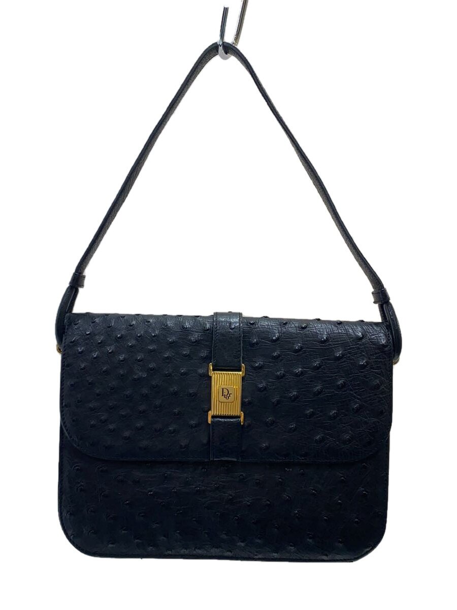 【中古】Christian Dior◆ショルダーバッグ/なめし革/BLK/無地//【御徒面子】