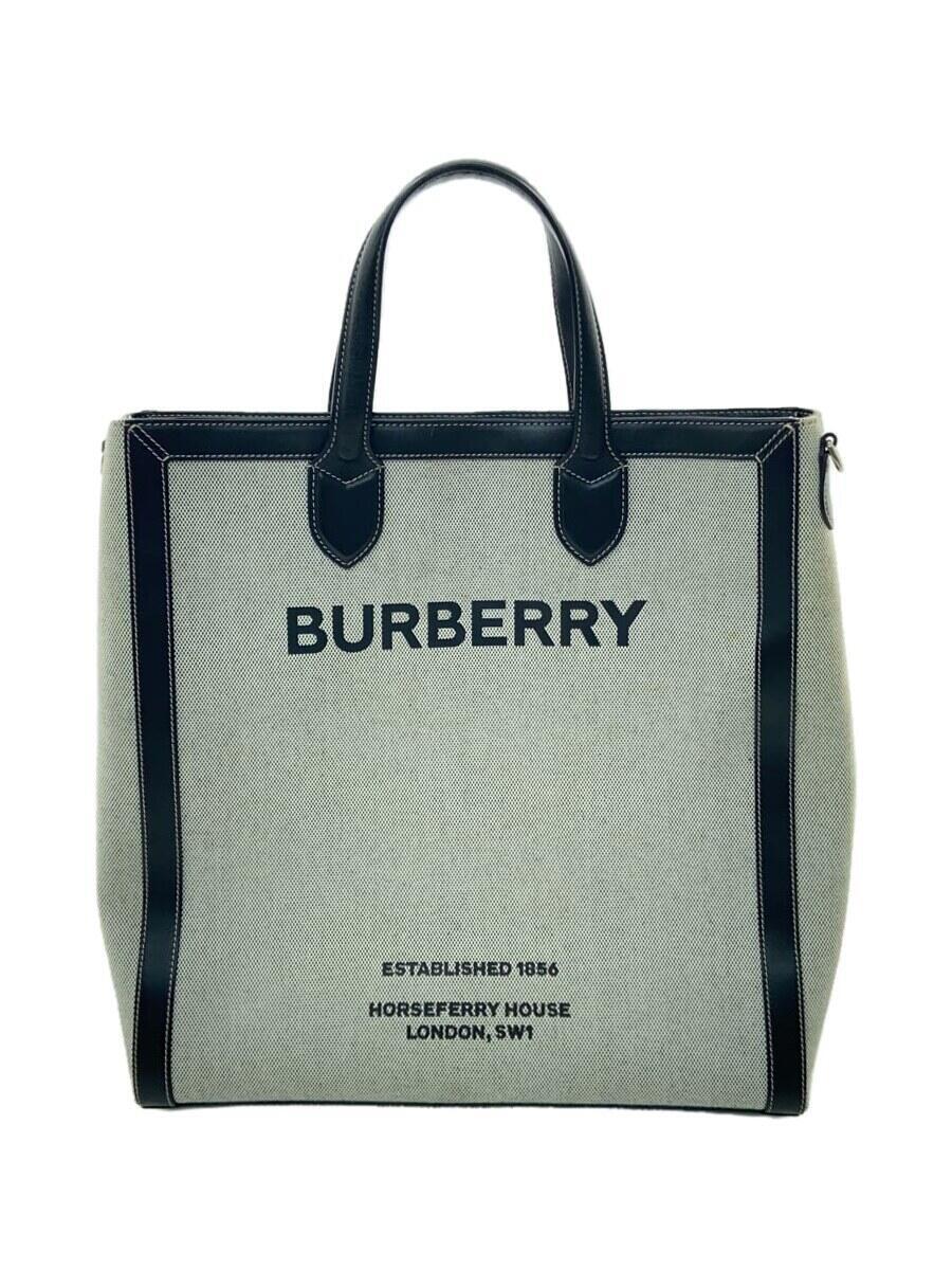 【中古】BURBERRY◆トートバッグ/帆布/GRY/無地/80379361【御徒面子】