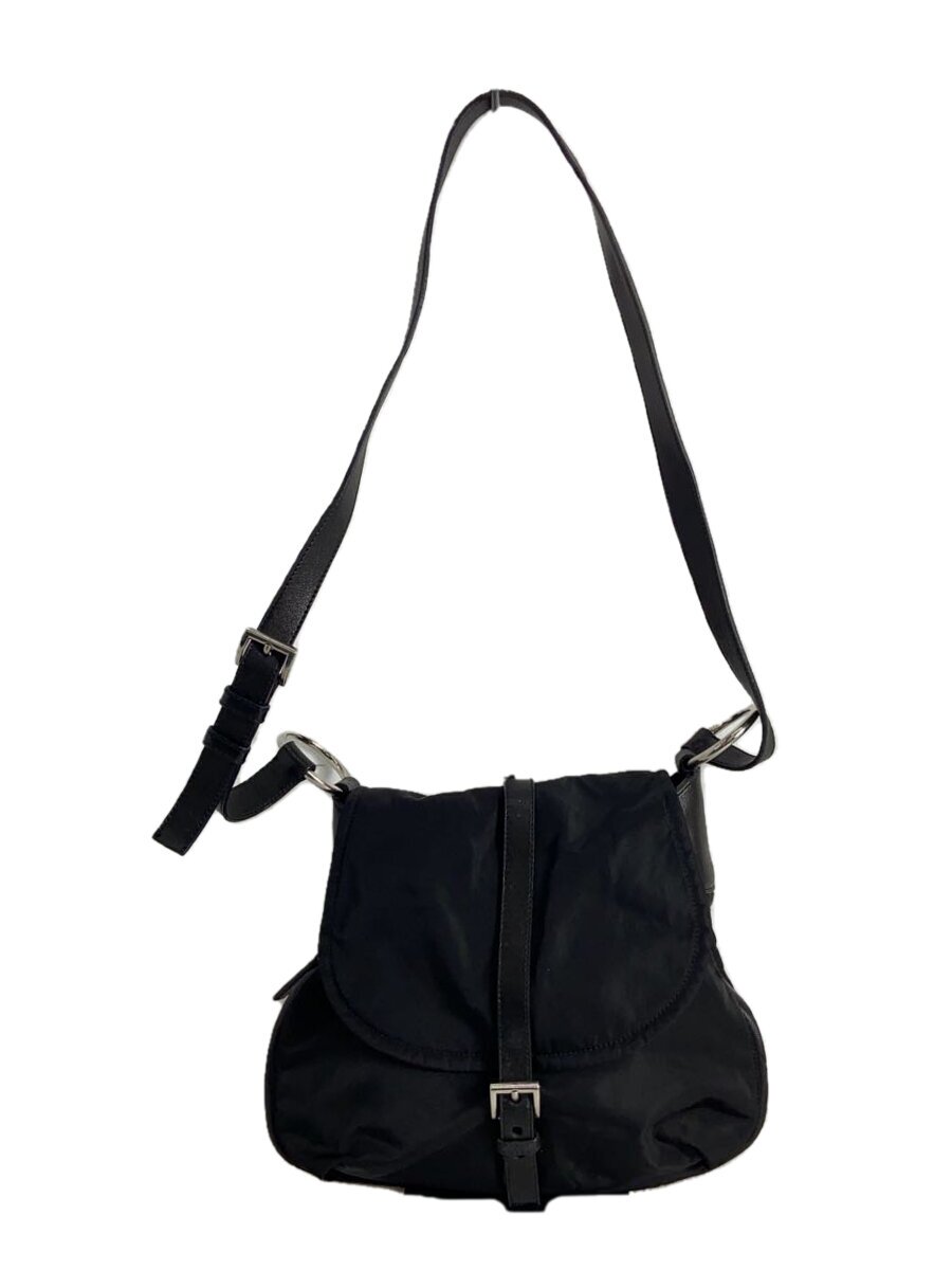 【中古】PRADA◆ショルダーバッグ/ナイロン/黒いこと/無地【御徒面子】