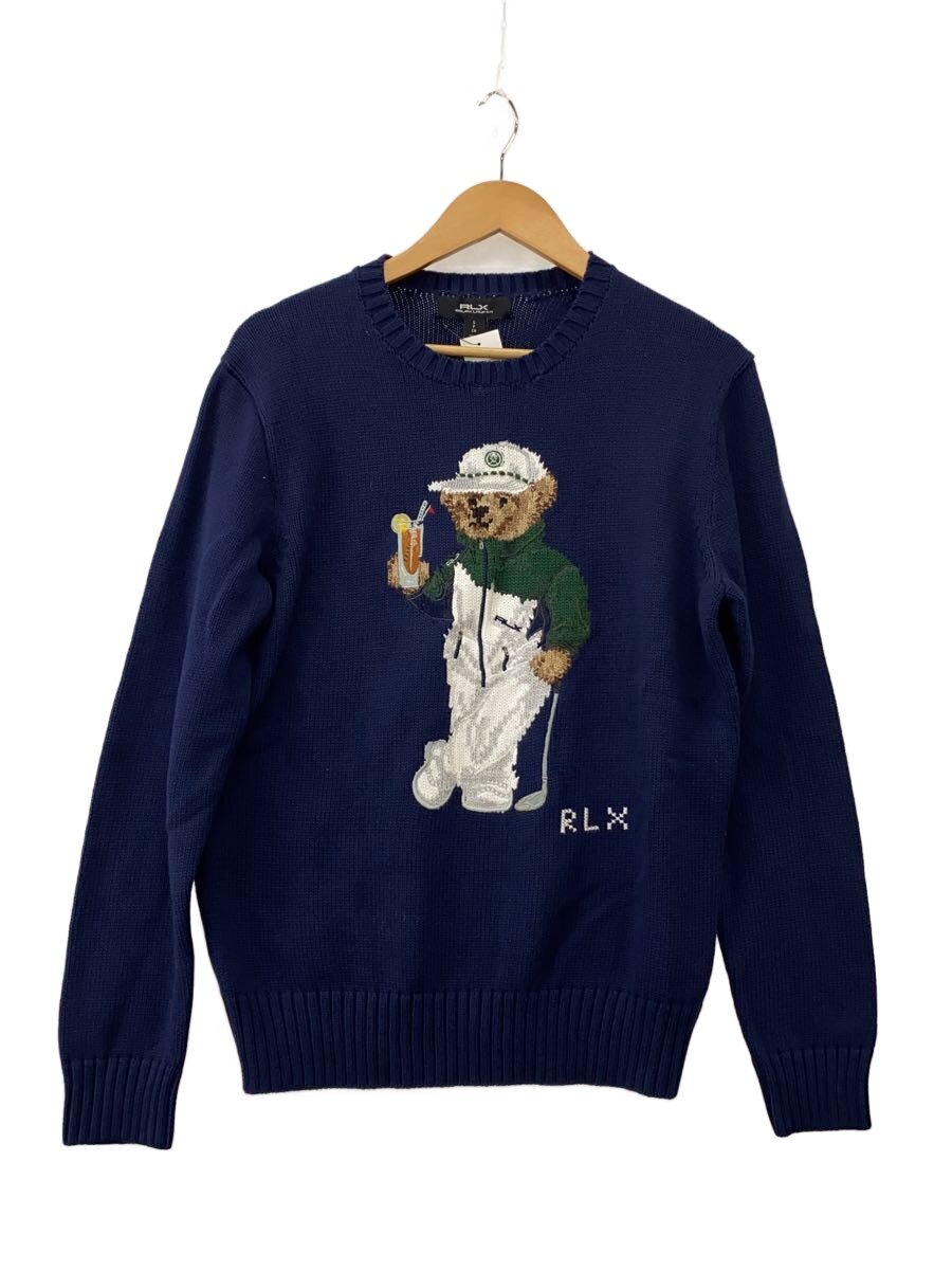 【中古】RLX RALPHLAUREN◆編み物・スウェーター(朦々たる)/S/綿織物/NVY【メンズウェア】