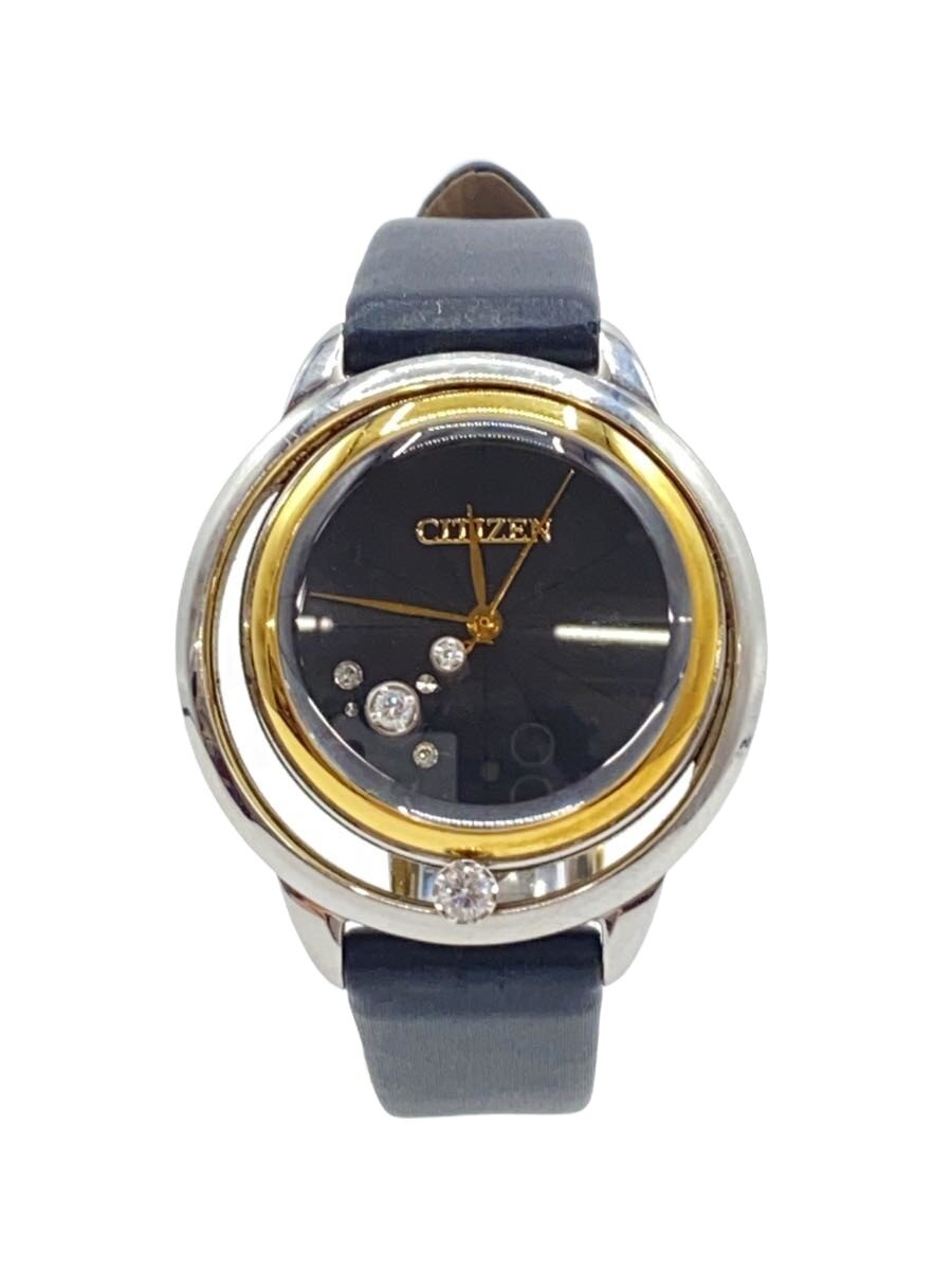 【中古】CITIZEN◆石英ウォッチ/アナログ/なめし革/BLK/BLK/b036-s112052/金剛石/エコ運転【服飾雑貨他】