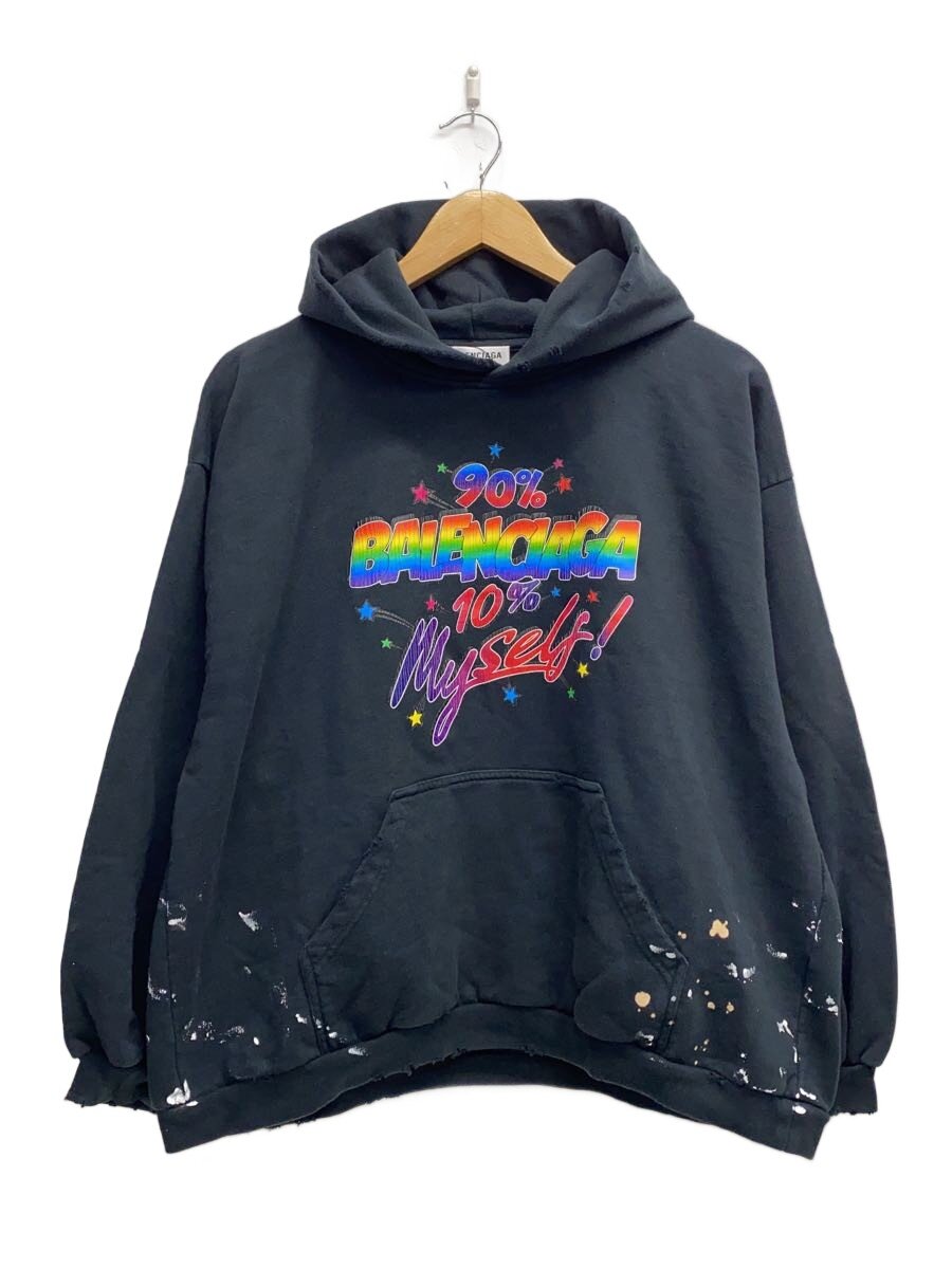 【中古】BALENCIAGA◆パーカー/M/綿織物/BLK/刷り上げる【メンズウェア】