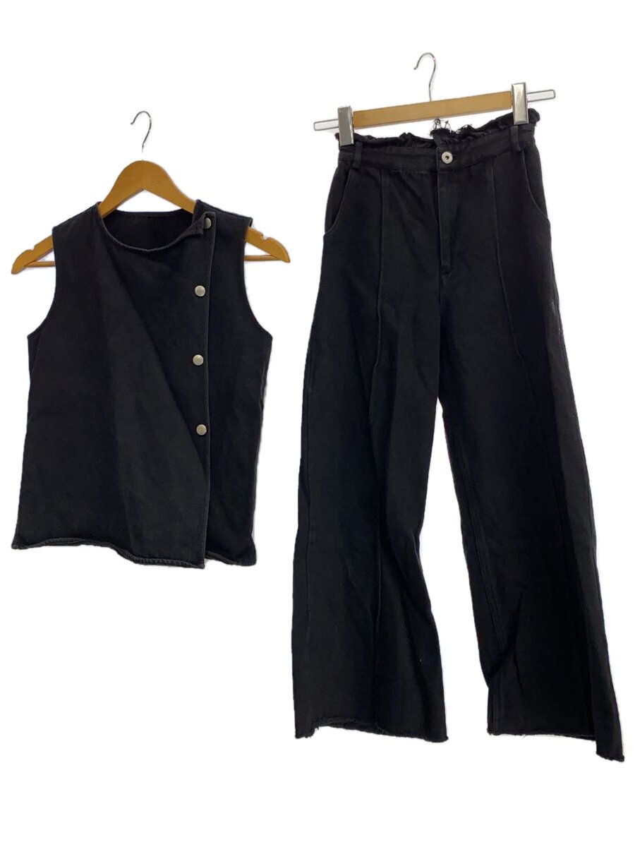 【中古】AMERI◆DOT BUTTON DENIM SET UP/24/綿織物/BLK/無地/02120530130【レディース御召しもの】