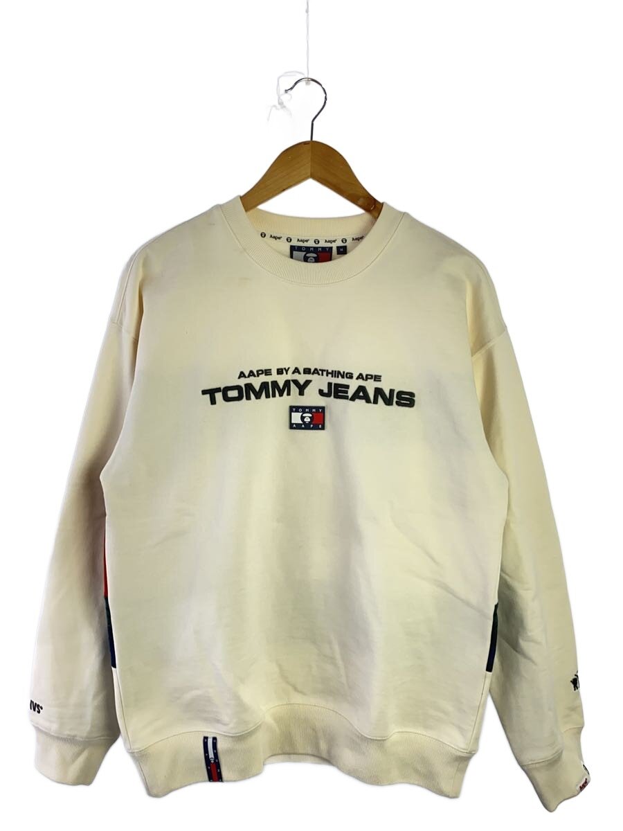【中古】TOMMY HILFIGER◆共同研究/ロゴタイプ/クルーネックスウェット/M/綿織物/白いこと/白【メンズウェア】