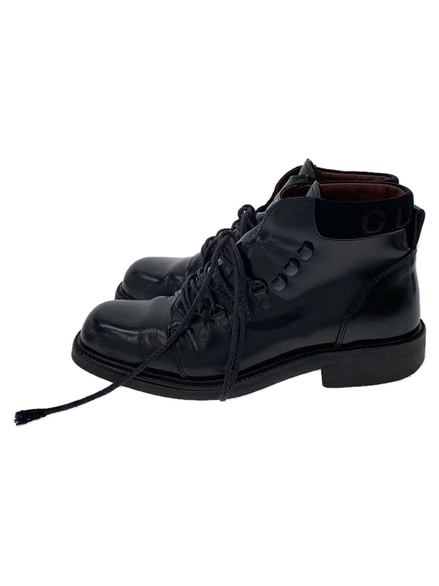 【中古】GUCCI◆レースアップブーツ/37.5/BLK/なめし革/104 0153【シューズ】