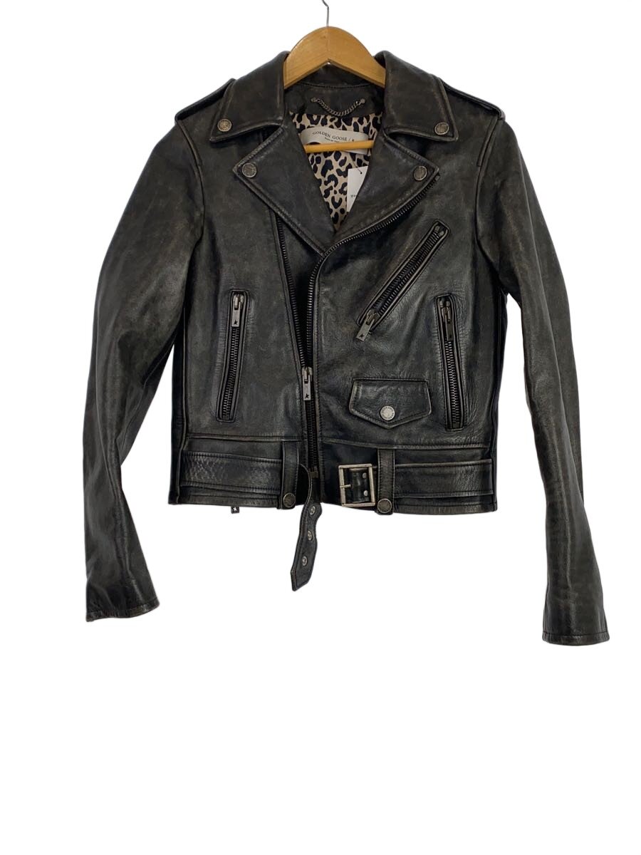 【中古】GOLDEN GOOSE◆ダブルライダースジャケット/40/牛皮/BLK/22-010-510-0003-1-0【レディース御召しもの】