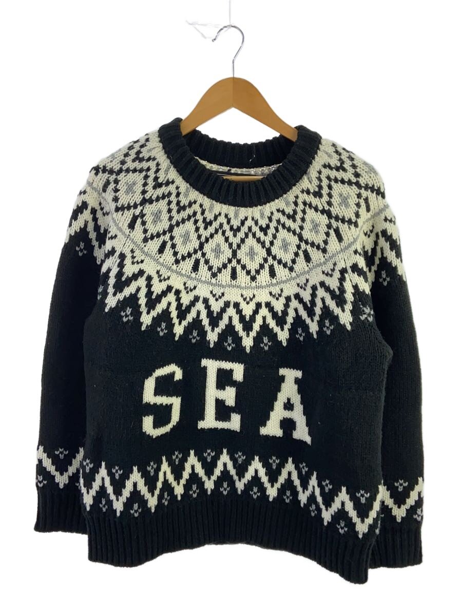 【中古】WIND AND SEA◆編み物・ティーシャツ(朦朦たる)/M/アクリル樹脂/BLK/WDS-O-WKN-23-Q2-KN-03【メンズウェア】