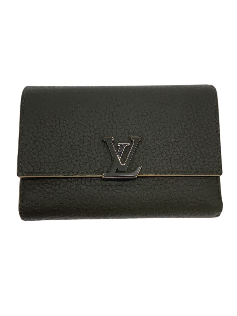 【中古】LOUIS VUITTON◆ポルト・フォイユ・カプシーヌ・コンパクト_トリヨン/牛皮/KHK/レディース【服飾雑貨他】
