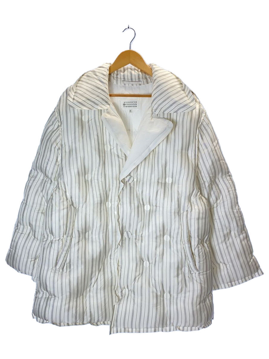 【中古】Maison Margiela◆21SS/中綿上衣/44/人絹/WHT/縞模様/S50AM0504/瓦ゲットー【レディース御召しもの】