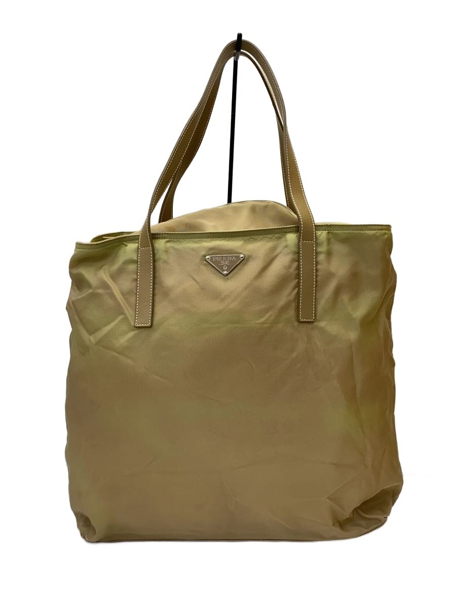 【中古】PRADA◆トートバッグ/--/BEG/無地//【御徒面子】