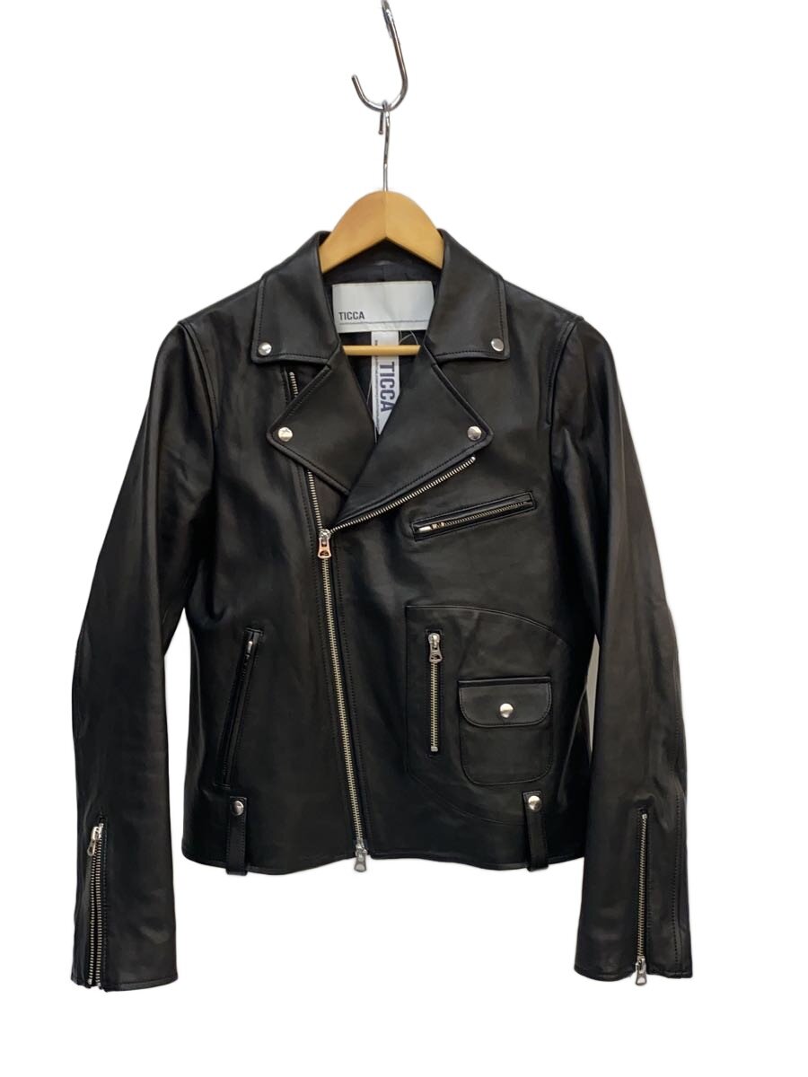 【中古】TICCA◆ダブルライダースジャケット/3/なめし革/BLK/TBAS191【レディース御召しもの】