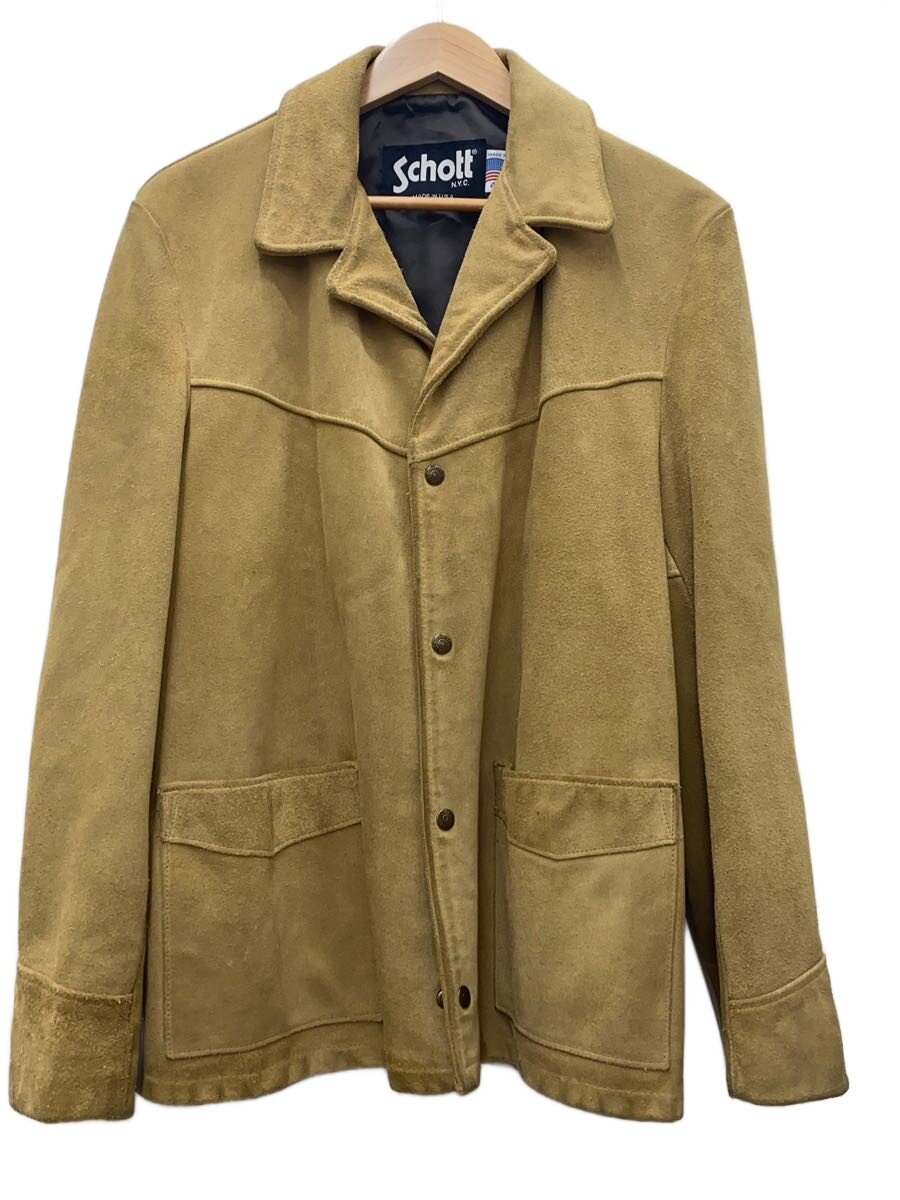 【中古】Schott◆シングルライダースジャケット/40/牛皮/GLD/無地/s-2【メンズウェア】