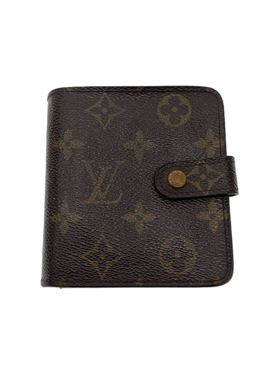 【中古】LOUIS VUITTON◆コンパクト・ジップ_モノグラム・帆布_BRW/PVC/BRW/レディース【服飾雑貨他】