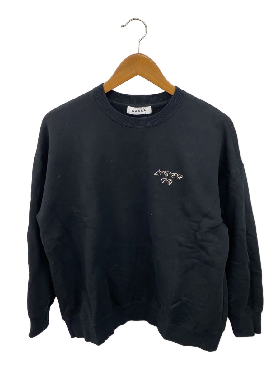 【中古】SACRA◆PREMIUM FLEECE TOP BLACK/38/綿織物/BLK/無地/124640091//【レディースお召しもの】