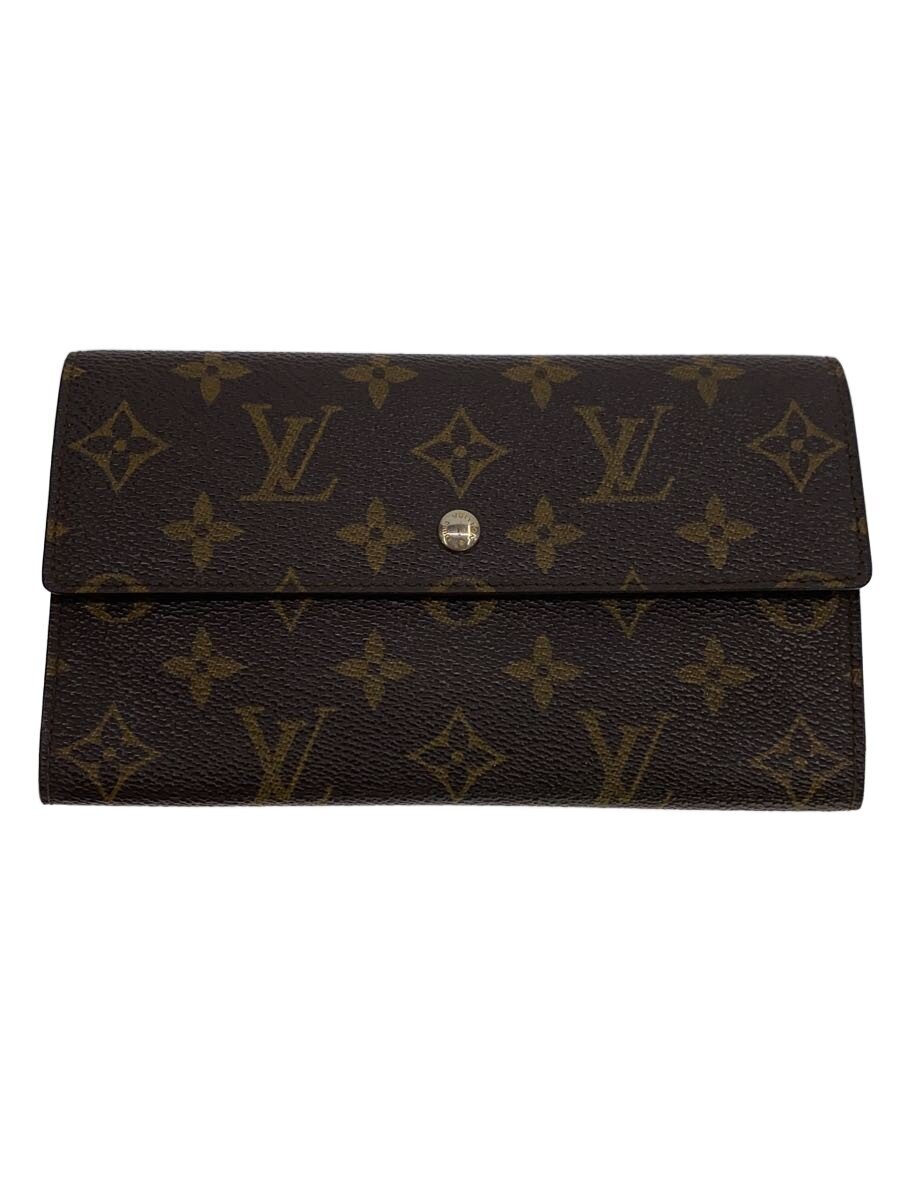 【中古】LOUIS VUITTON◆1)ポルト・トレゾール・インターナショナル_モノグラム・帆布/PVC/BRW/メンズ【服飾雑貨他】