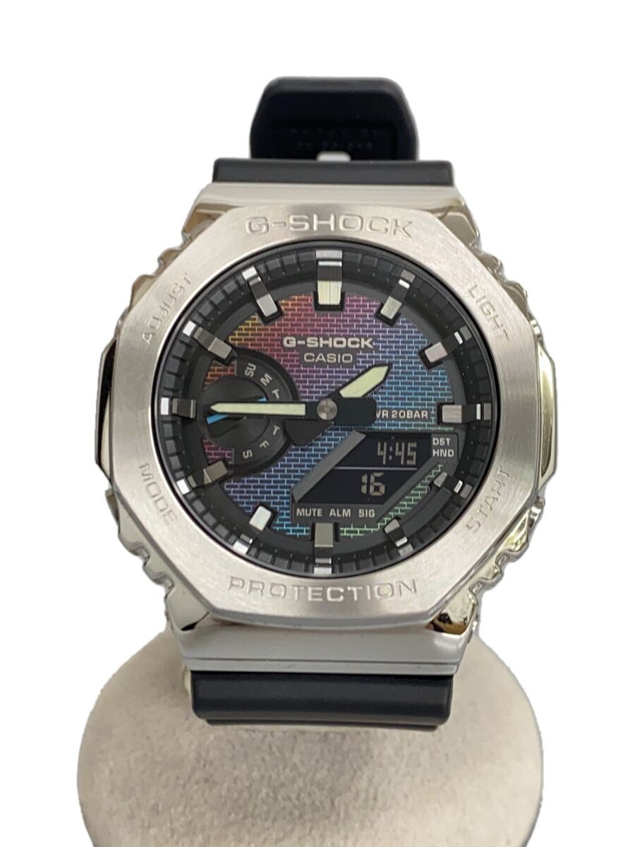 【中古】CASIO◆石英ウオッチ_G-SHOCK/アナログ/天然ゴム/マルチ色つや/NVY【服飾雑貨他】