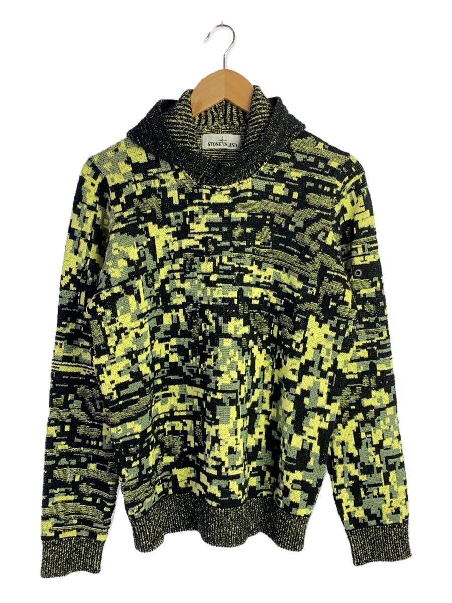 【中古】STONE ISLAND◆紋章手抜かり/編み物・プルオーバー(薄っぺら)/S/綿織物/YLW/総柄/7215557D1【メンズウェア】
