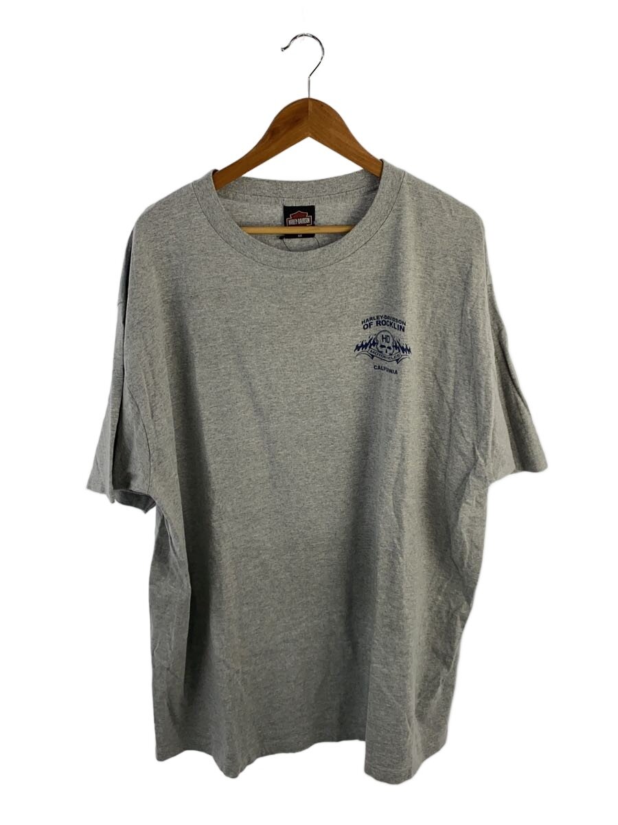 【中古】HARLEY DAVIDSON◆7分袖カットソー/--/綿織物/GRY/刷り上げる//【メンズウェア】
