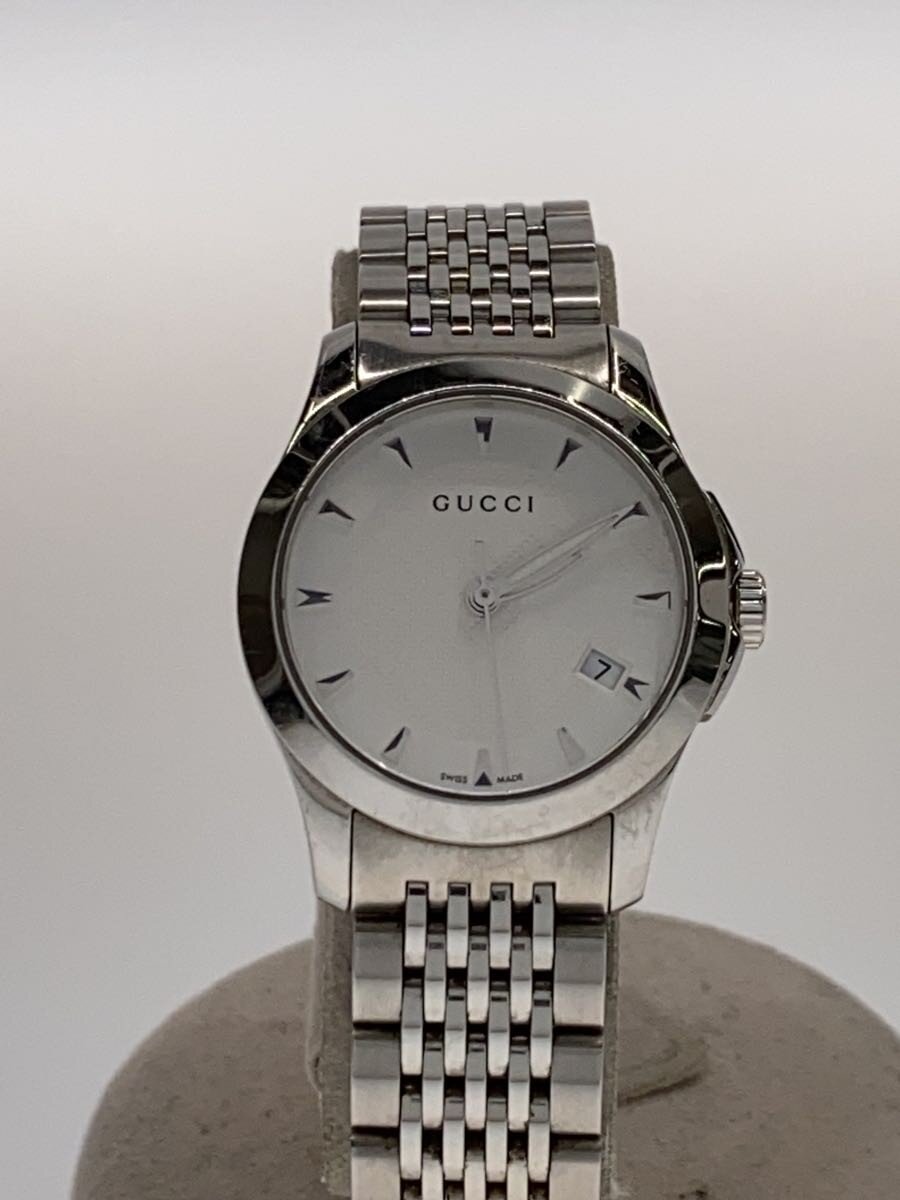 【中古】GUCCI◆G一時停止受け答え/石英ウォッチ/アナログ/ステンレス鋼/WHT/SLV/126.5【服飾雑貨他】