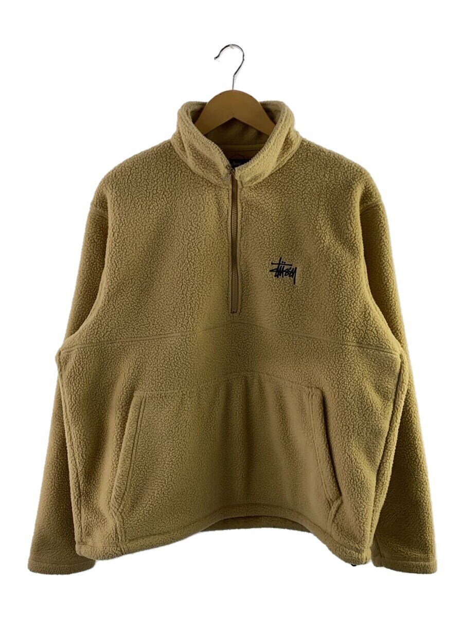 【中古】STUSSY◆トップス/M/ポリエステル/BEG/無地/118453/ハーフジップ/ボア【メンズウェア】