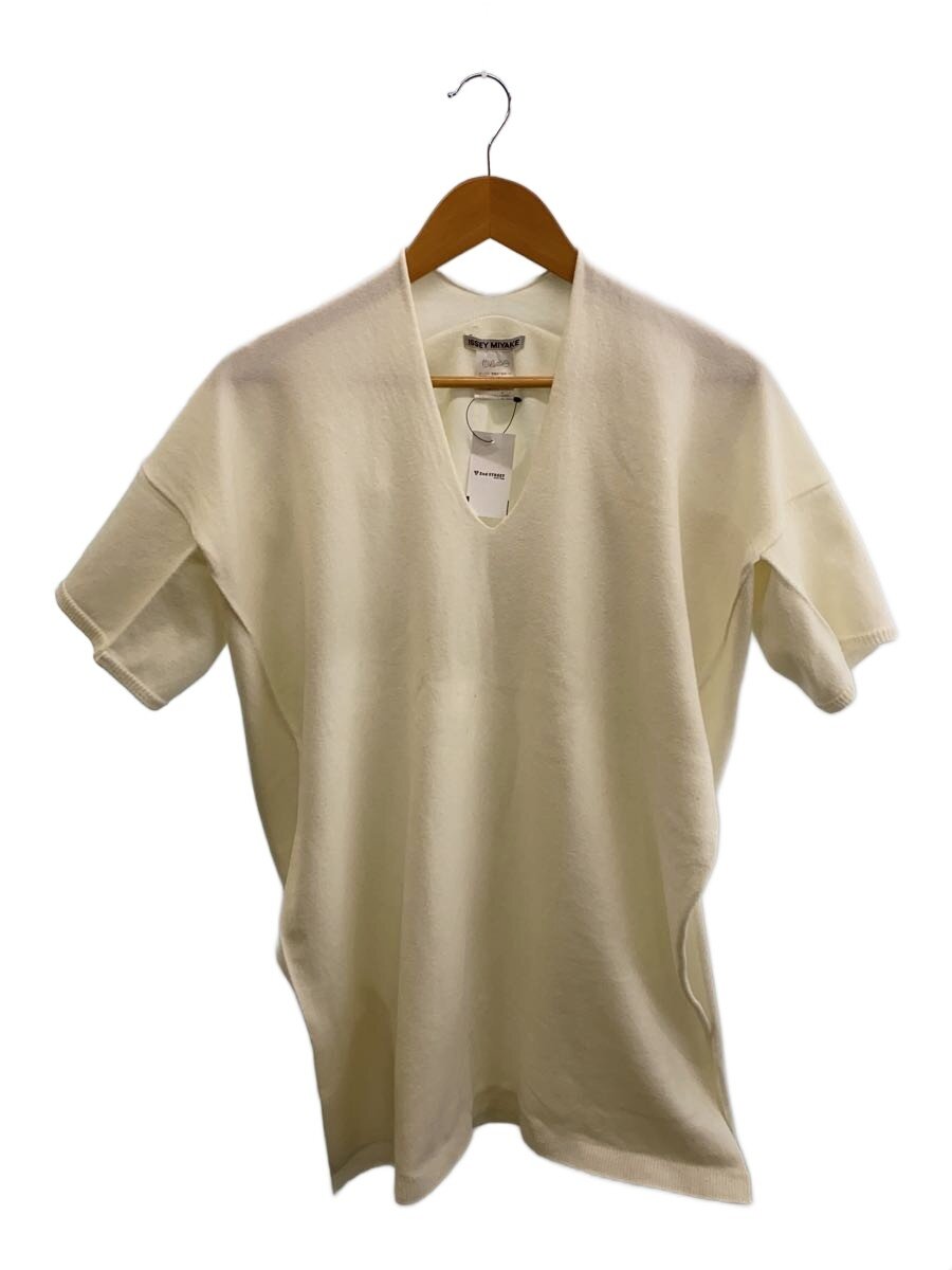 【中古】ISSEY MIYAKE◆編み物・スウェーター(薄っぺら)/M/アクリル樹脂/WHT/無地/IM93-KN051【レディースお召しもの】