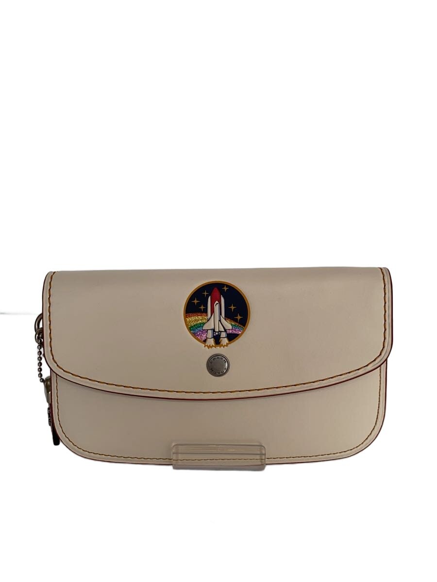 【中古】COACH◆クラッチペダル御徒面子/なめし革/WHT【御徒面子】