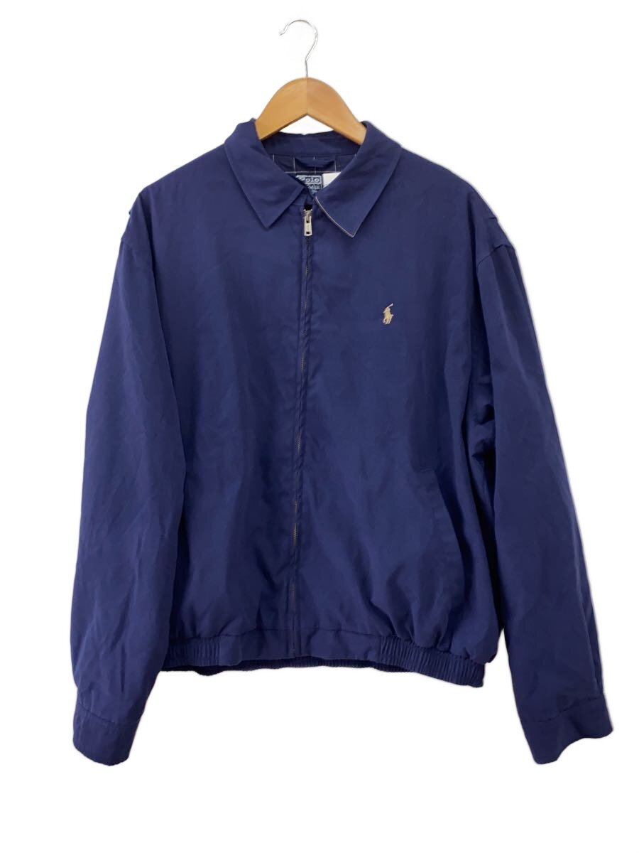 【中古】POLO RALPH LAUREN◆90s/裏地チェックスウィングトップ/スモールポニー/上衣/L/ポリエステル/NVY【メンズウェア】