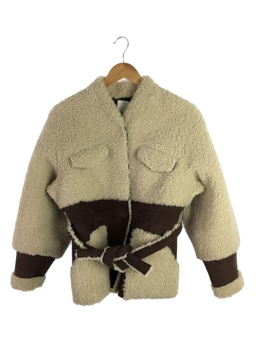 【中古】EARIH◆上衣/36/ポリ/BEG/無地/19AW/ECO MOUTON BELTED COAT/CB2009【レディース御召しもの】