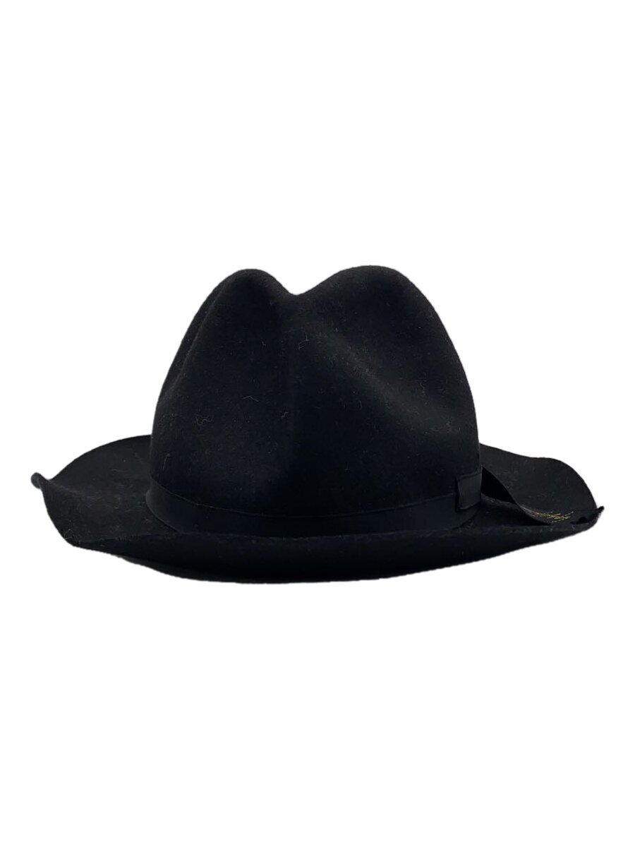 【中古】YOHJI YAMAMOTO◆BORSALINO/巻きかぶり笠/UK7 1/4/羊毛/黒いこと/無地/メンズ/HX-H21-169【服飾雑貨他】