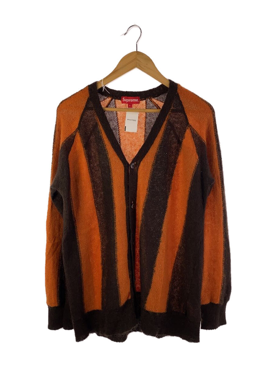 【中古】Supreme◆13AW/Striped Mohair Cardigan/ジレー(朦々たる)/L/モヘヤ/BRW/縞模様//【メンズウェア】