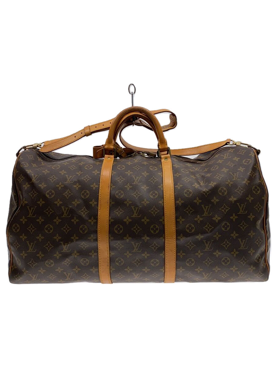 【中古】LOUIS VUITTON◆キーポル・バンドリエール60_モノグラム・帆布_BRW/パドロック 鍵欠品(323)//【御徒面子】