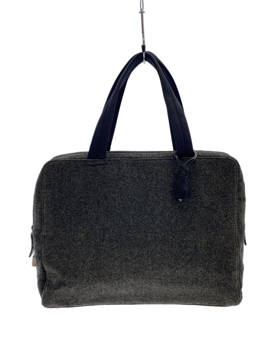 【中古】PRADA◆ハンドバック/毛糸/GRY/無地【御徒面子】