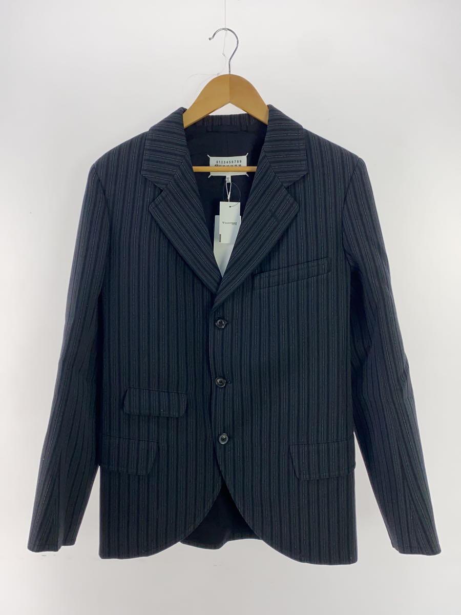 【中古】Maison Margiela◆22SS/ピンストライプウールジャケット/テーラードジャケット/46/羊毛/BLK/S50BN0489【メンズウェア】