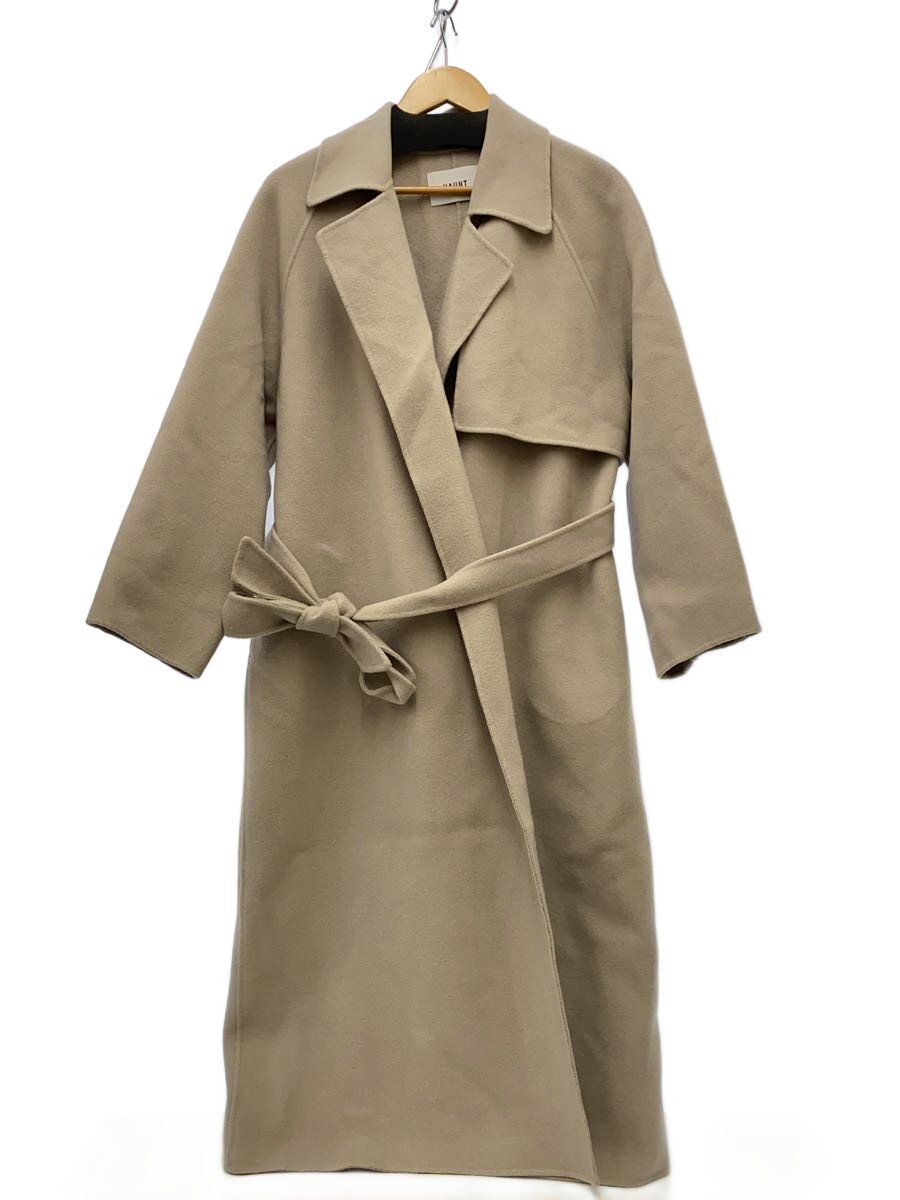 【中古】HAUNT◆SHAWL COLLAR LONG CT/36/羊毛/BEG/無地/1-21309001-01【レディース御召しもの】
