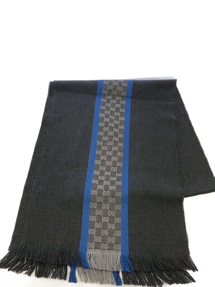 【中古】GUCCI◆えり巻き/羊毛/GRY/メンズ【服飾雑貨他】