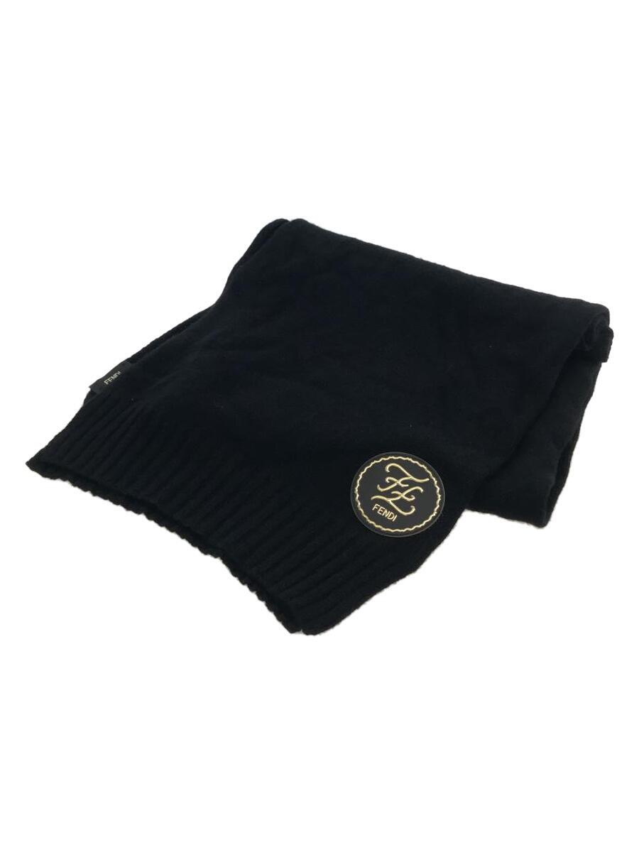 【中古】FENDI◆えり巻き/カシミヤ/黒いこと/レディース【服飾雑貨他】