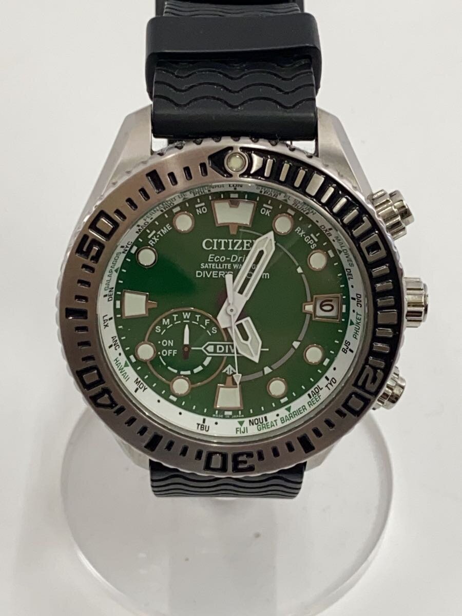 【中古】CITIZEN◆ソーラーウォッチ/アナログ/--/GRN/BLK/F158-T026176【服飾雑貨他】