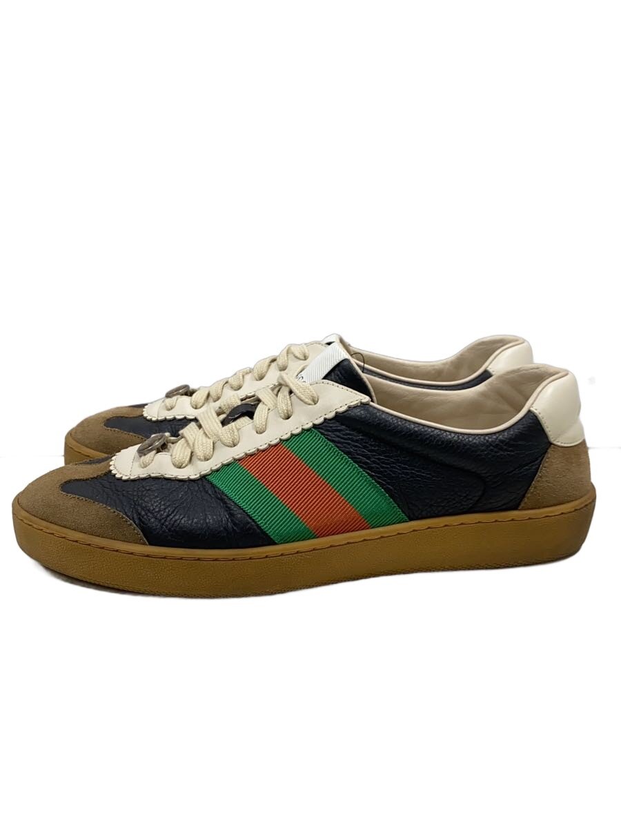 【中古】GUCCI◆ローカットスニーカー/US7/BLK/なめし革/624486【シューズ】