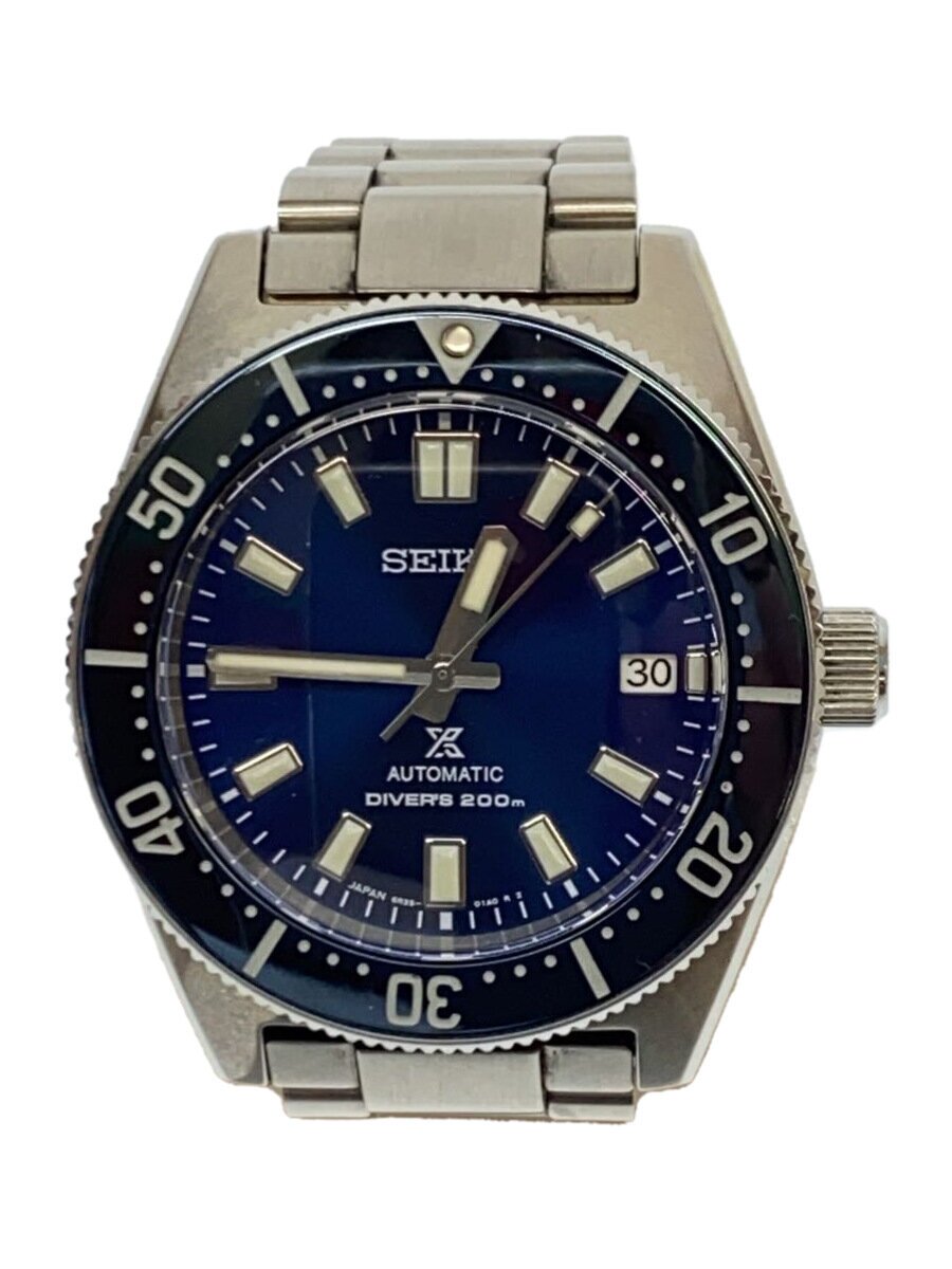 【中古】SEIKO◆自動小銃巻ウオッチ/アナログ/ステンレス鋼/NVY/SLV/SS/6R35-00P0【服飾雑貨他】