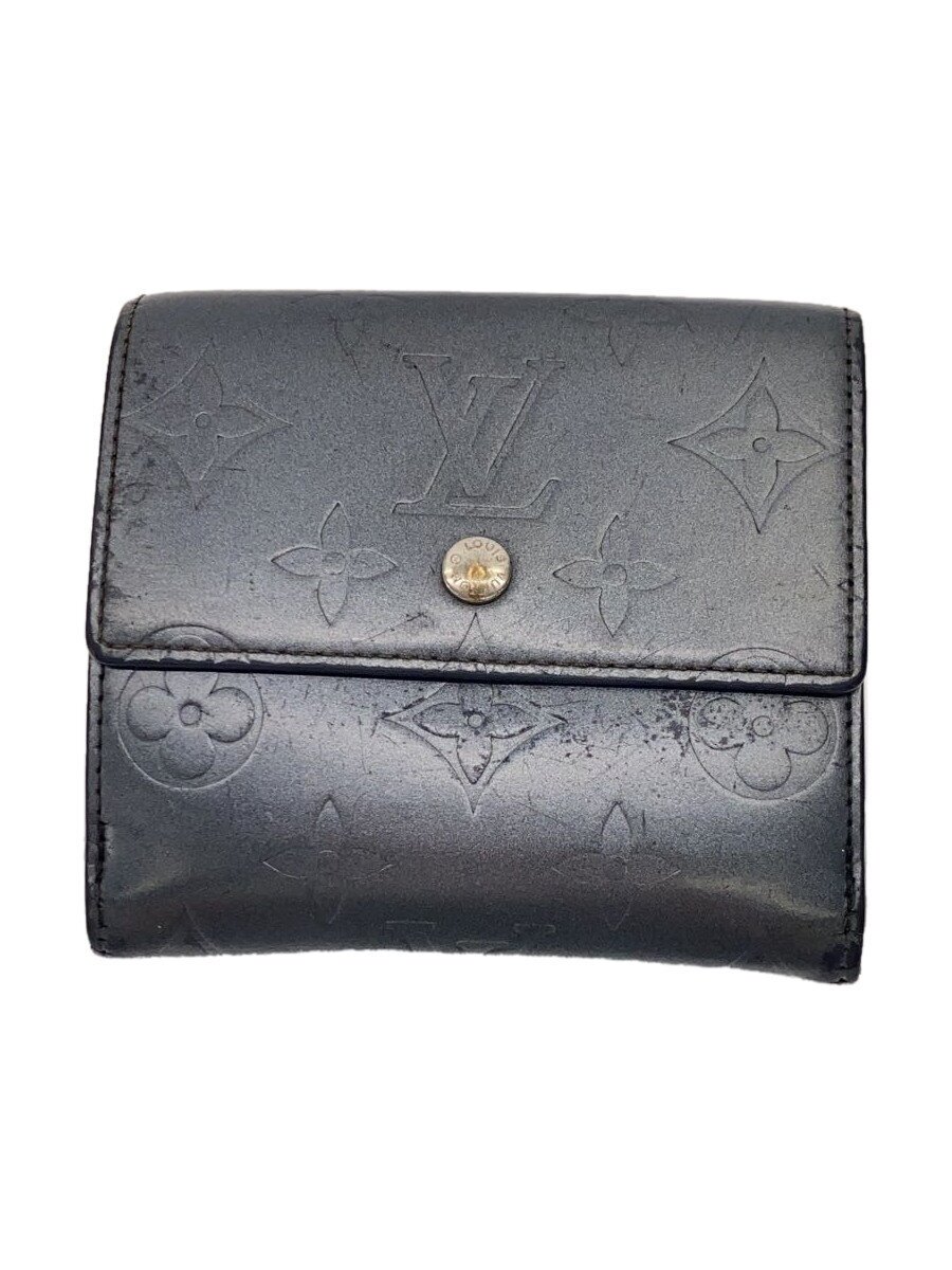 【中古】LOUIS VUITTON◆ポルト・モネ・ビエ・カルト・クレディ_モノグラム・マット/レザー/NVY/メンズ【服飾雑貨他】