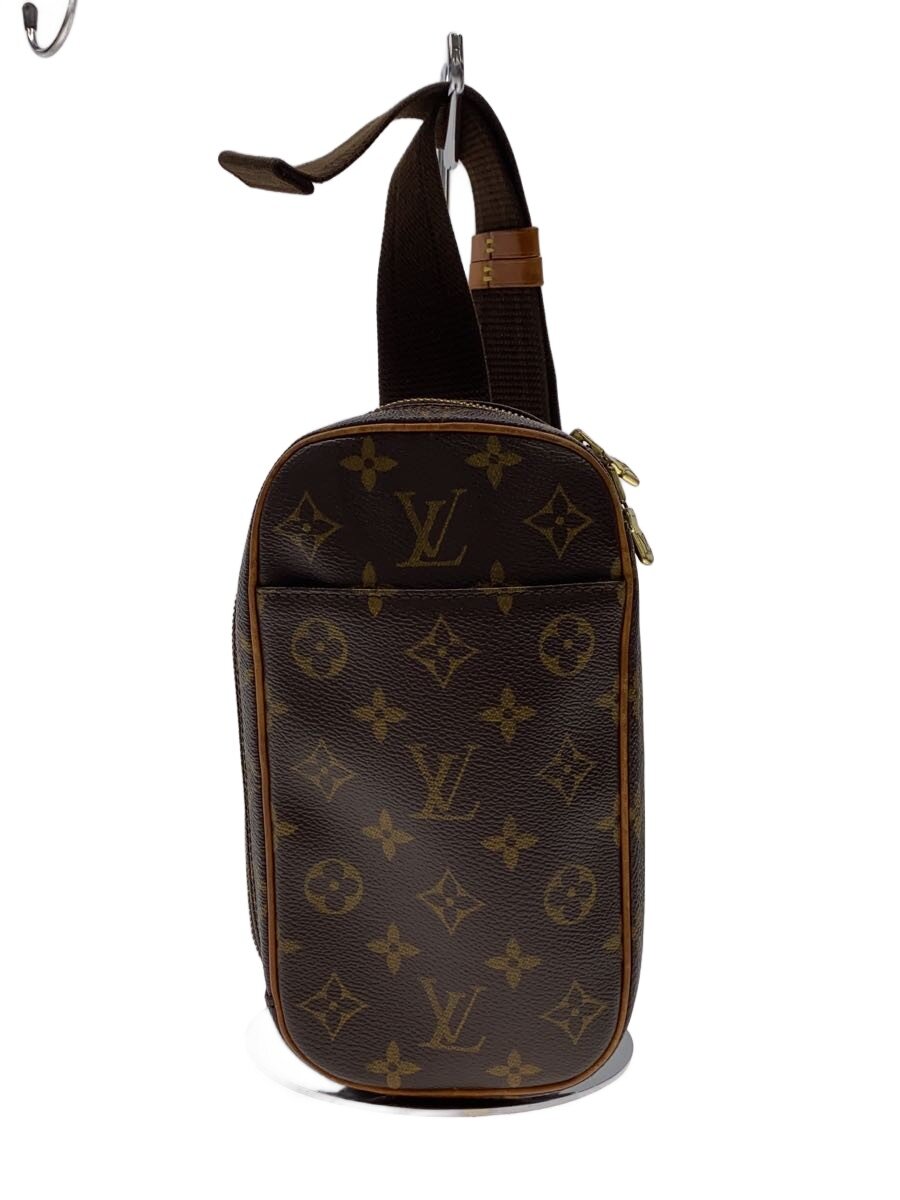 【中古】LOUIS VUITTON◆ポシェット・ガンジュ_モノグラム・帆布/なめし革/BRW/総柄【御徒面子】