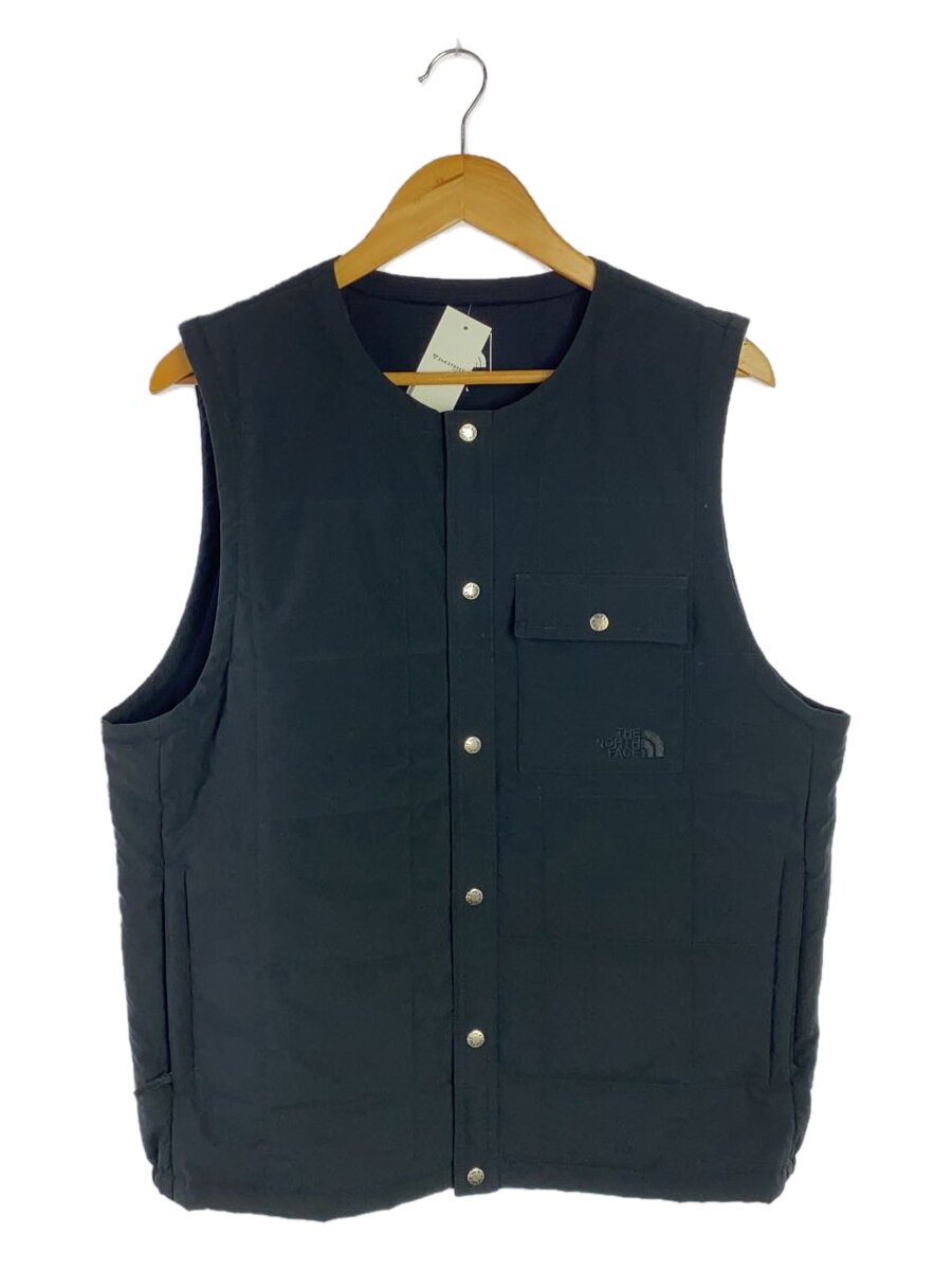 【中古】THE NORTH FACE◆MEADOW WARM VEST_メドウウォームベスト/L/ポリエステル/BLK/無地【メンズウェア】