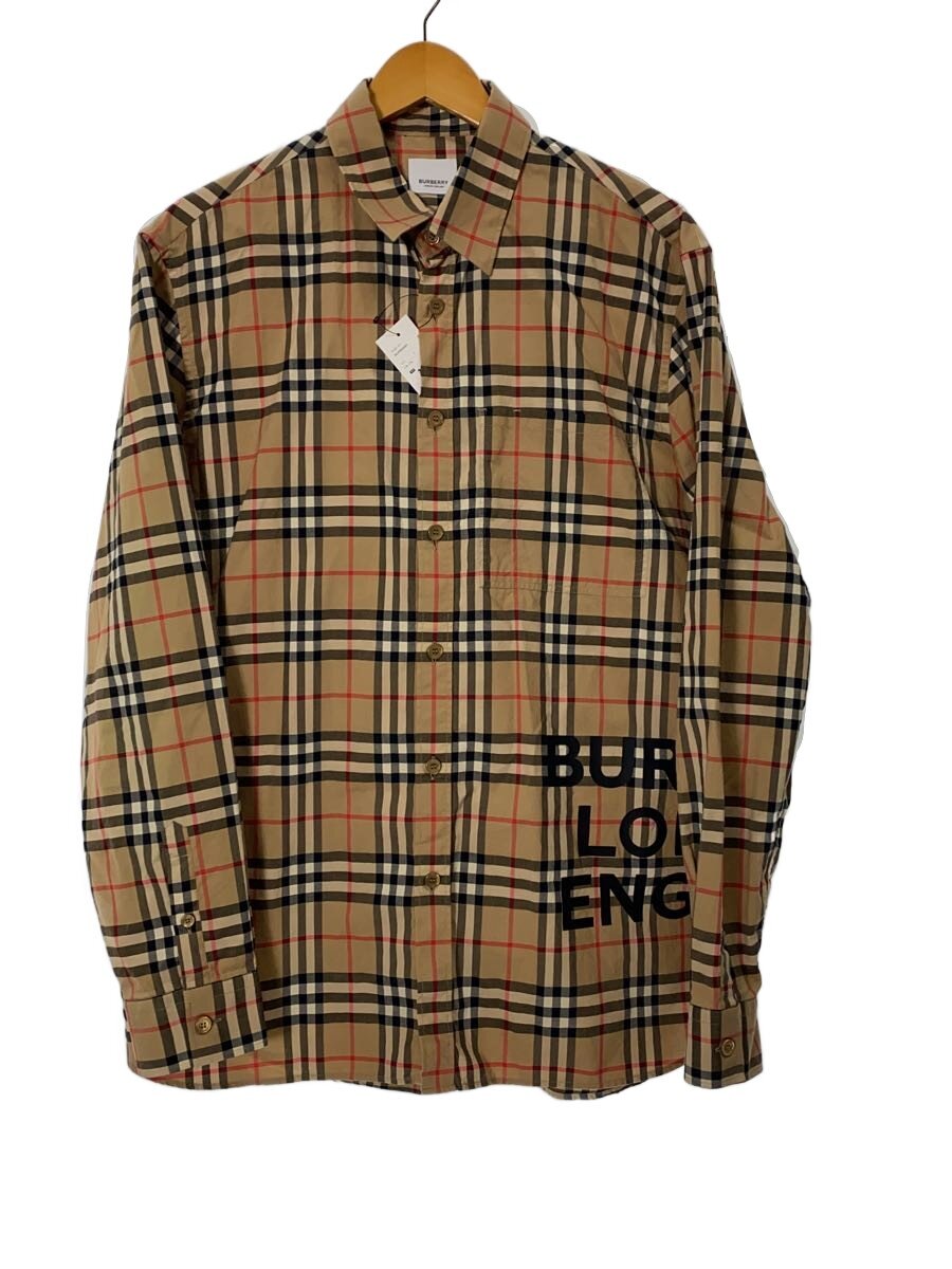 【中古】BURBERRY◆長袖プルオーバー/L/綿織物/BEG/読み合わせる/8017567/ロゴタイプ刷り上げる【メンズウェア】