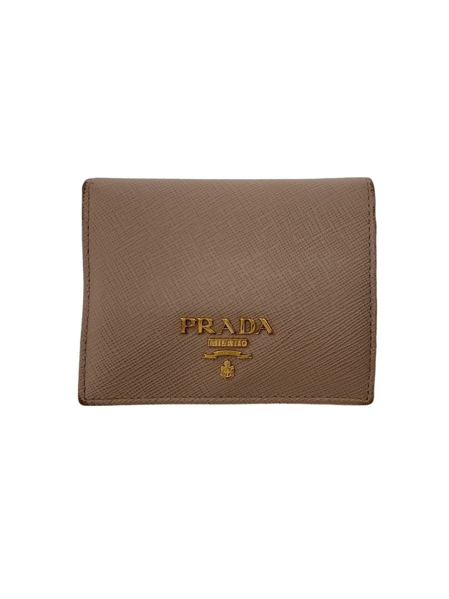 【中古】PRADA◆2つ折り紙入れ/--/BEG/レディース【服飾雑貨他】
