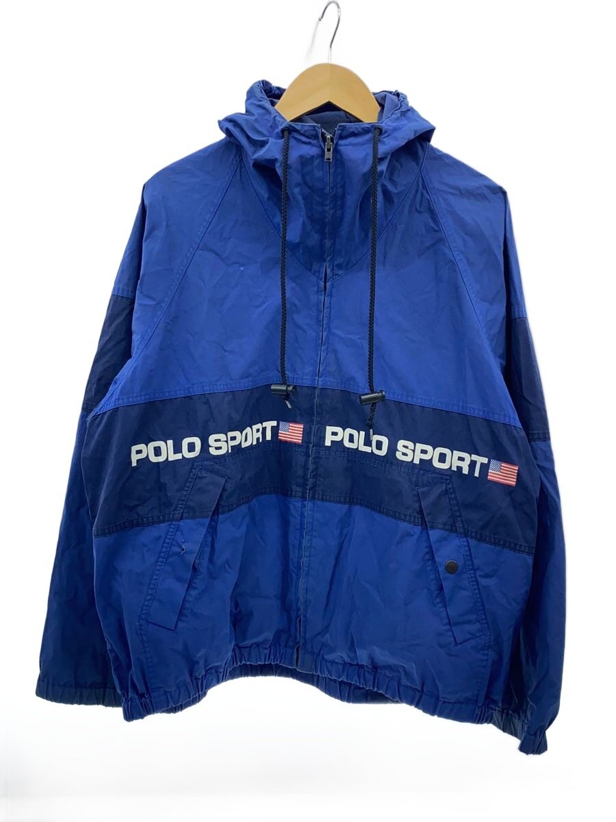 【中古】POLO SPORT◆上衣/L/ナイロン/BLU/無地【メンズウェア】