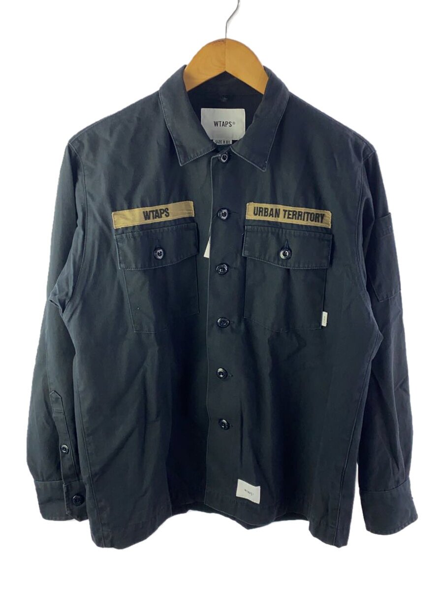 【中古】WTAPS◆長袖プルオーバー/1/綿織物/BLK/無地/211BRDT-SHM02【メンズウェア】