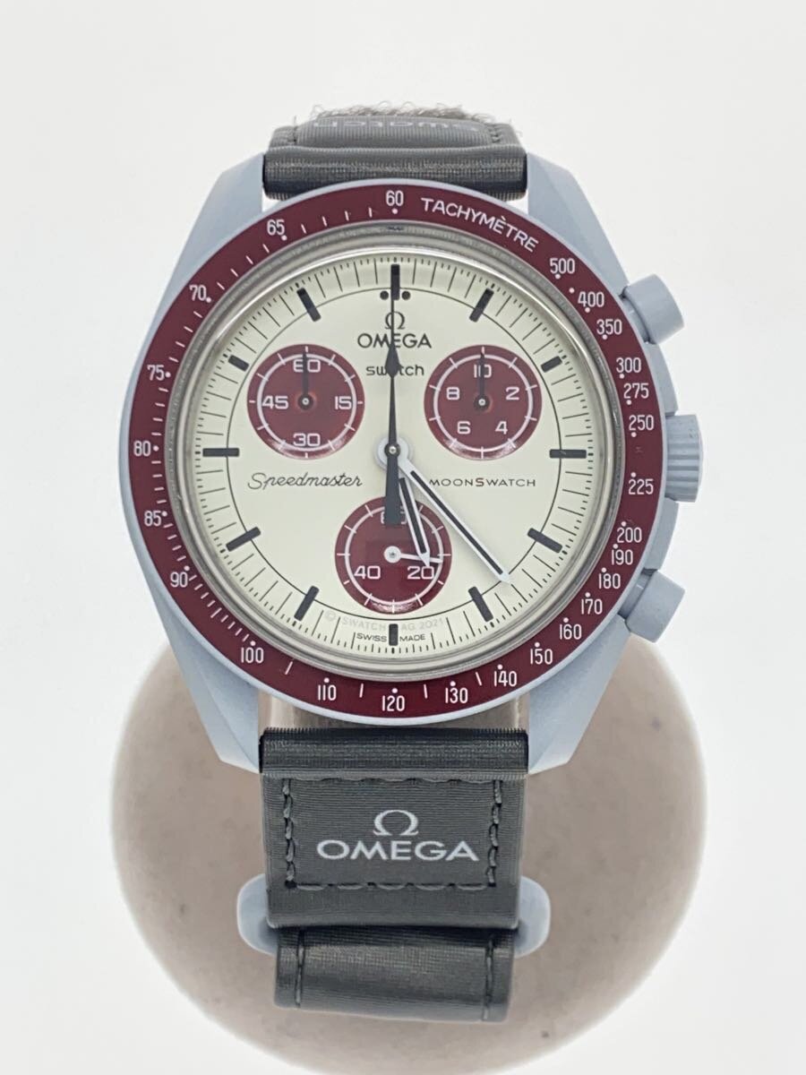 【中古】OMEGA◆石英ウオッチ/アナログ/--/CRM/GRY【服飾雑貨他】